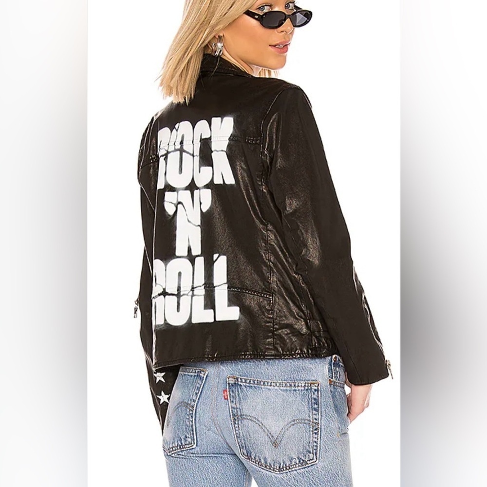Lauren moshi rock ‘n’ roll 100 % lamb leather moto jacket women’s